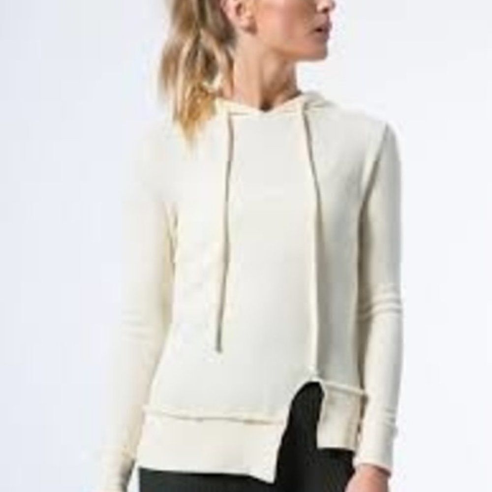 LNA Hoodie Sweatshirt Ivory Waffle Thermal Small